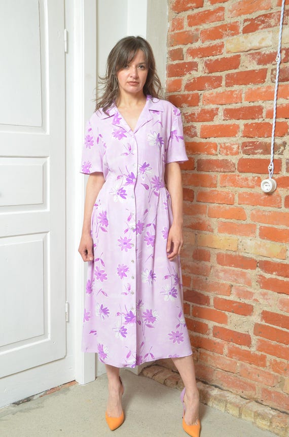 purple button dress Dark purple dress with collar and front buttons  GUNTINA