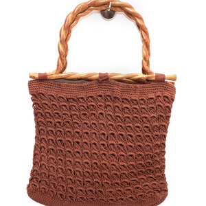 70s Crochet Purse With Plastic Handle Vintage 1970s Bohemian Bag