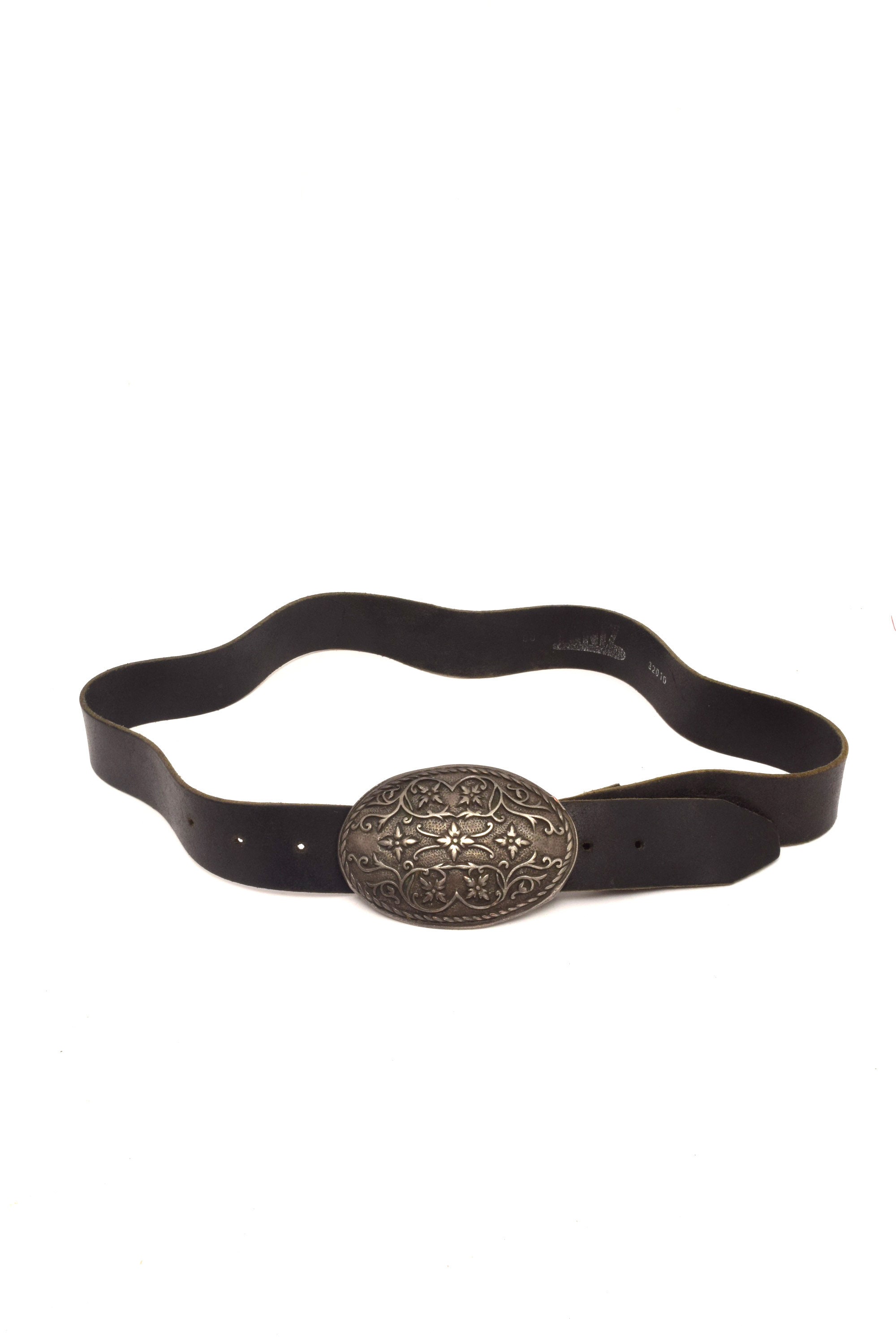 90s vtg Metal Belt with Large Oval Buckle. Vintage 90 main image 2