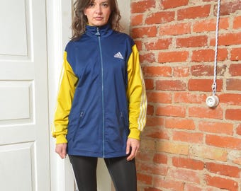Vintage 90s Adidas Track Jacket Blue Yellow | Size Small - Etsy