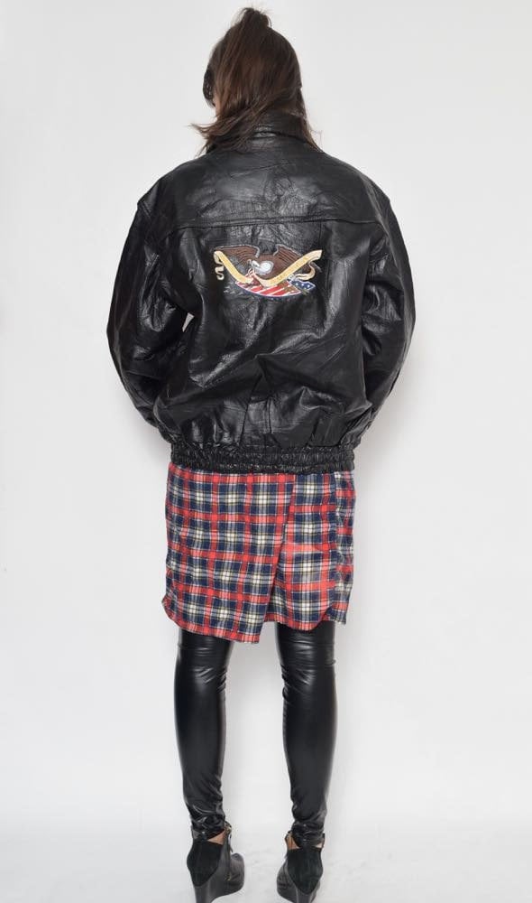 ジャケット・アウター 80s short blk real leather bomber jacket 80s A-2 real leather short bomber jacket