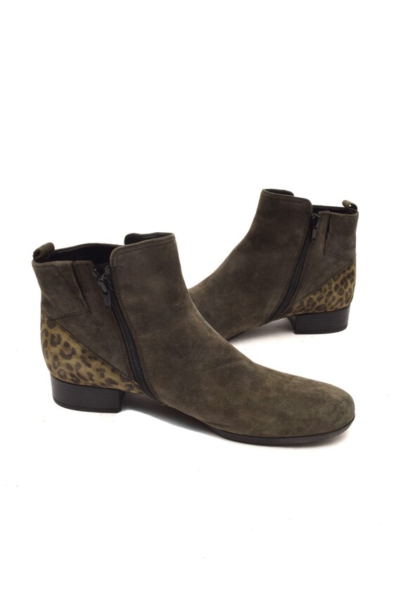 Vintage Patchwork Suede Booties: Leopard Heel, Da… - image 6