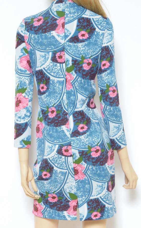 Keyhole Floral Dress / Vintage 80s Long Sleeve Co… - image 8