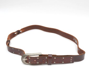 DONCASTER Leather Belt/made in Italy/rugged Brown Leather  display picture 3