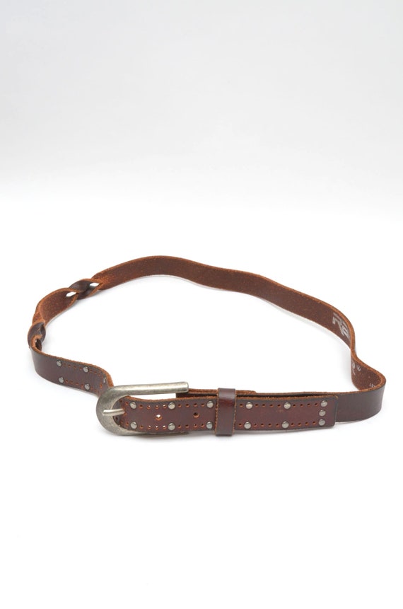 Vintage Gold Silver Buckle Brown Leather Twist Belt Vintage Gold Silver Buckle Brown Leather Twist Belt | eBay main image 3
