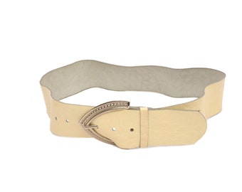 Vintage White Leather TIGER Jeans Belt With Silver Buckle - Etsy display picture 1