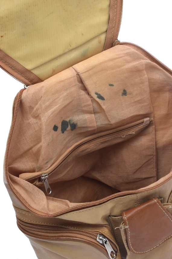 Vintage 90's Leather Brown Patchwork Backpack - image 7