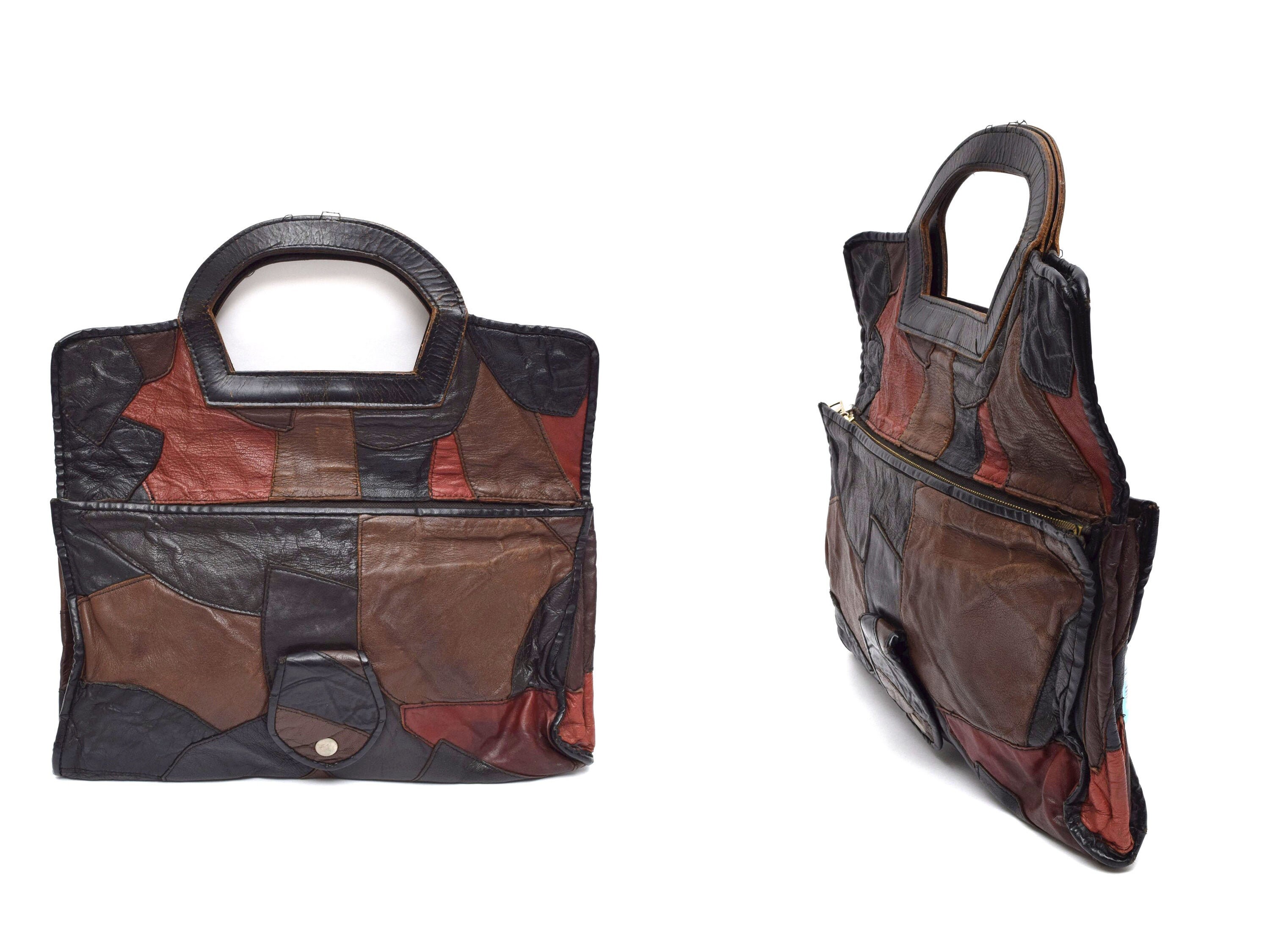 80's Metallic bronze and cream leather patch work crossbody purse – Canela  Vintage LLC