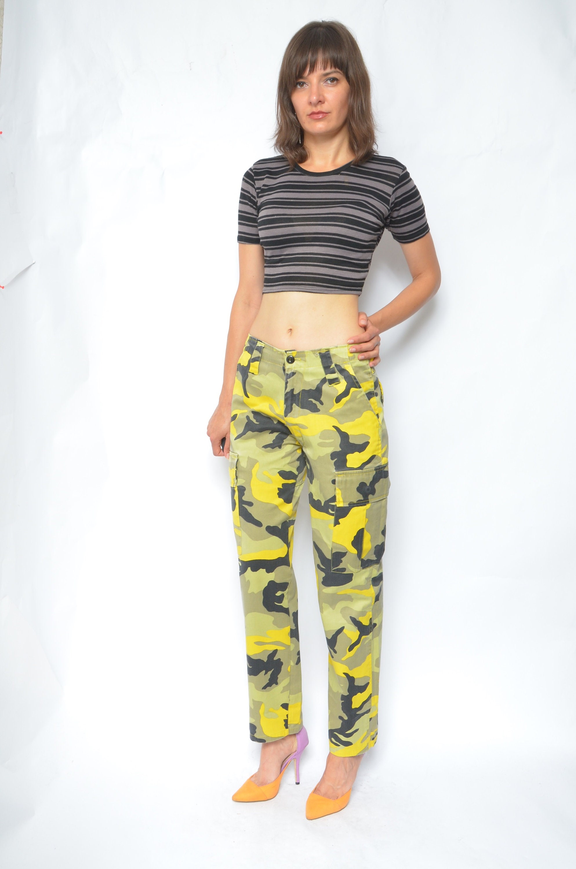 Camouflage Pants /vintage 90s Yellow 