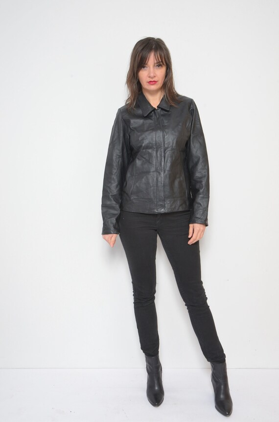 ジャケット・アウター 90s vintge A-2 short real leather jacket Real Leather Zipper Jacket / Vintage 90s Genuine Leather