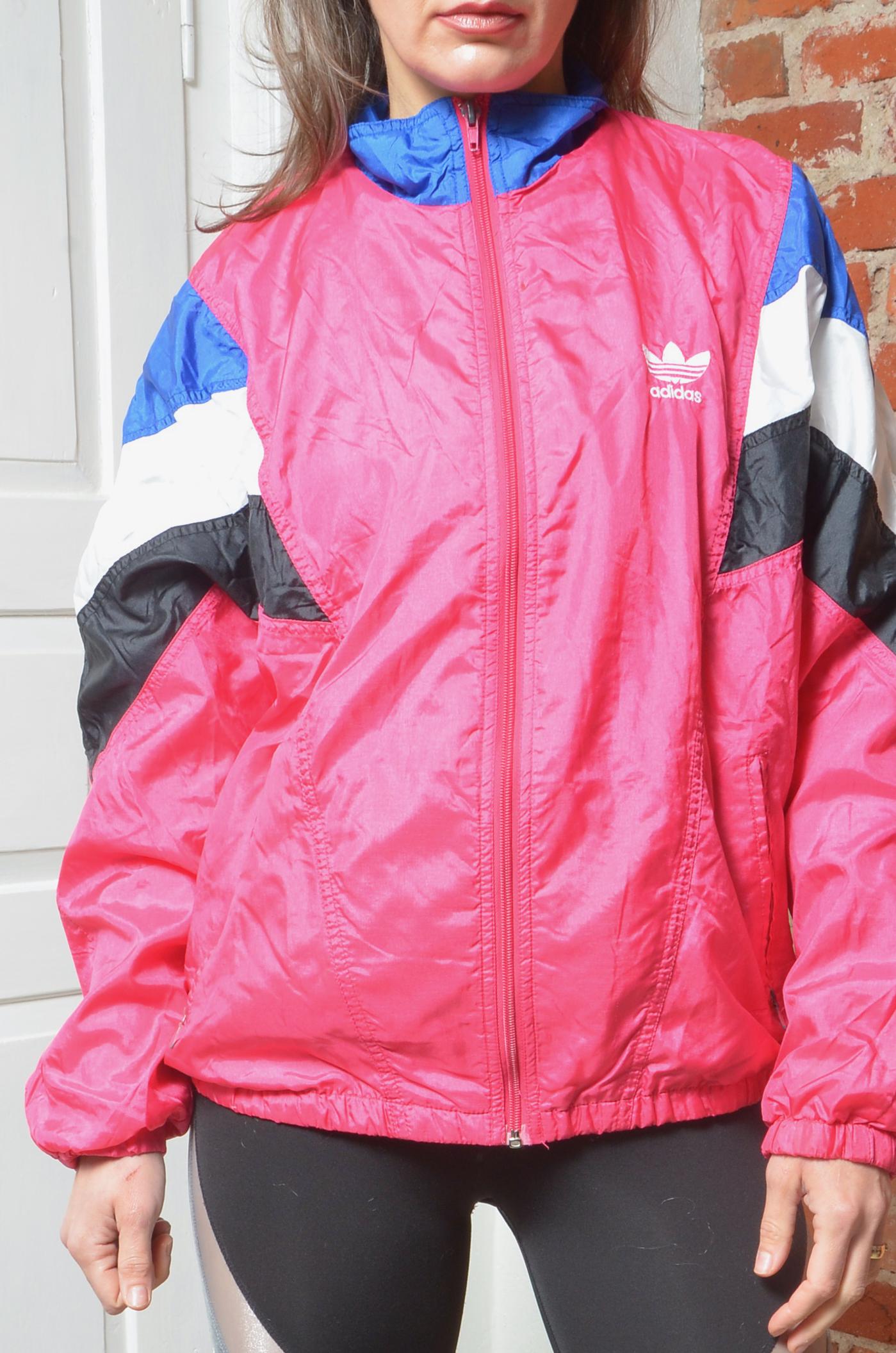 Vintage Adidas Originals Pink 80s Windbreaker Jacket – Size Small