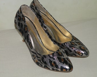 Vintage Giuseppe Zanotti Silver Snake Skin High Heel Shoes