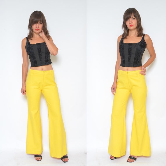 Bell Bottom Jeans / Vintage 70s Lemon Yellow High