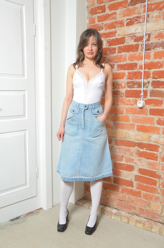 Flared Skirt Midi Skirt With Pockets In Front Leather Utility