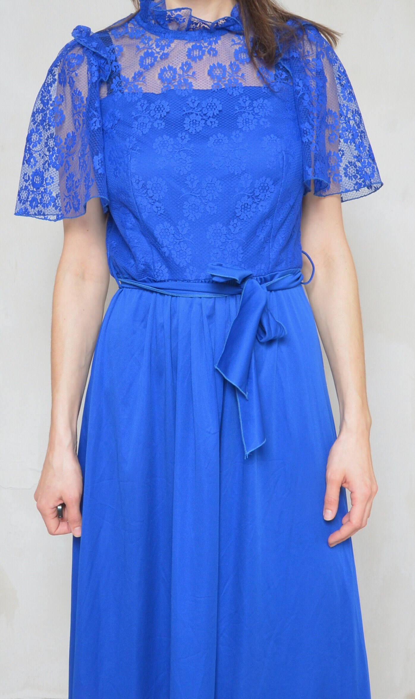 fitted lace wedding dress Blue Vacation Elegant Bohemia Flower Printed Long Sleeve Midi Dress –  Drewliet