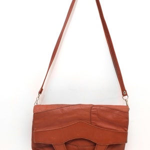 Vintage 70s Transformable Patchwork Bag / Real Genuine Leather Shoulder Purse With Top Handle