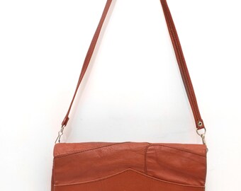 Vintage 70s Transformable Patchwork Bag / Real Genuine Leather Shoulder Purse With Top Handle