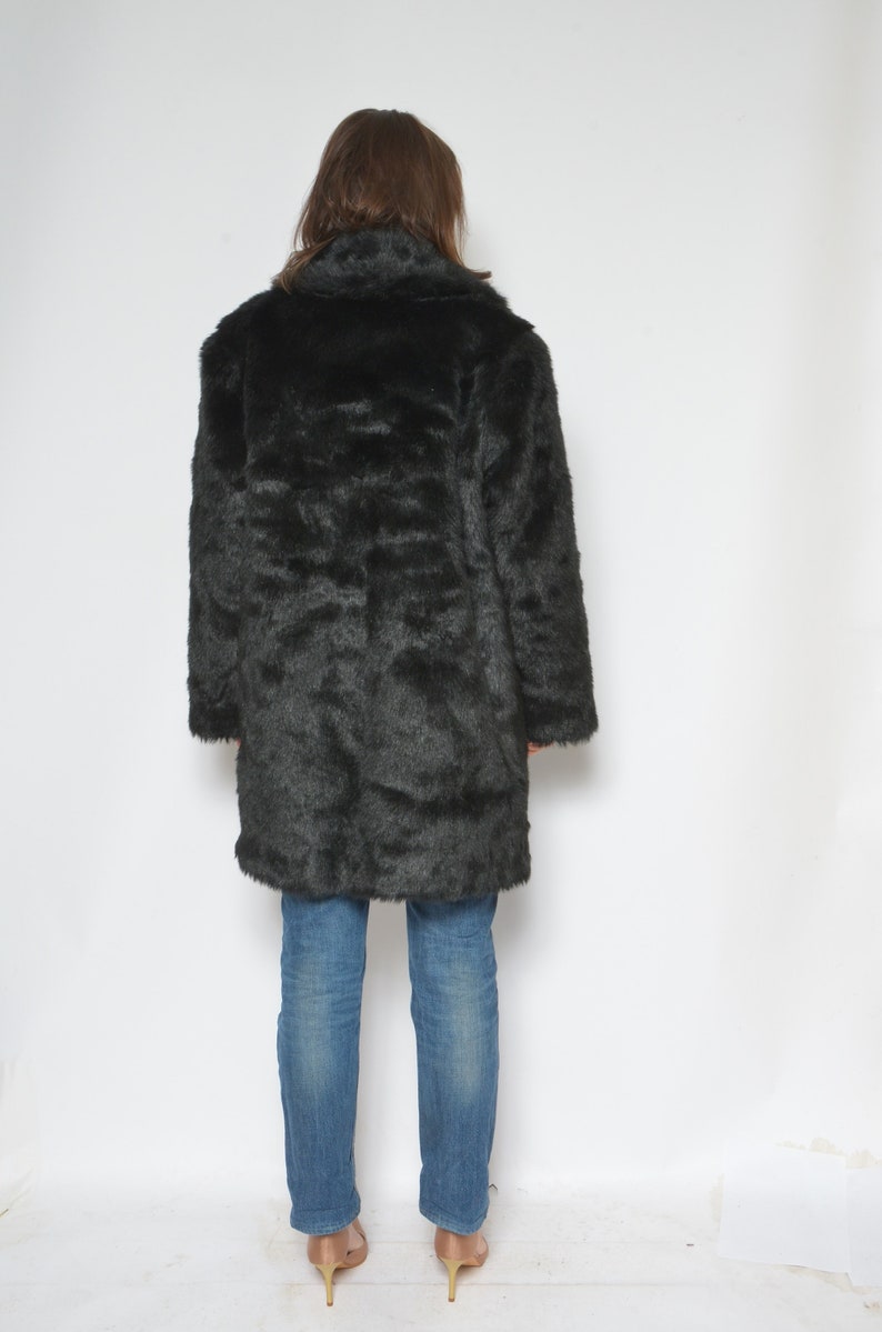 Size LXL Faux Fur Oversized Coat Vintage 80/'s Button Short Winter Fake Fur Jacket