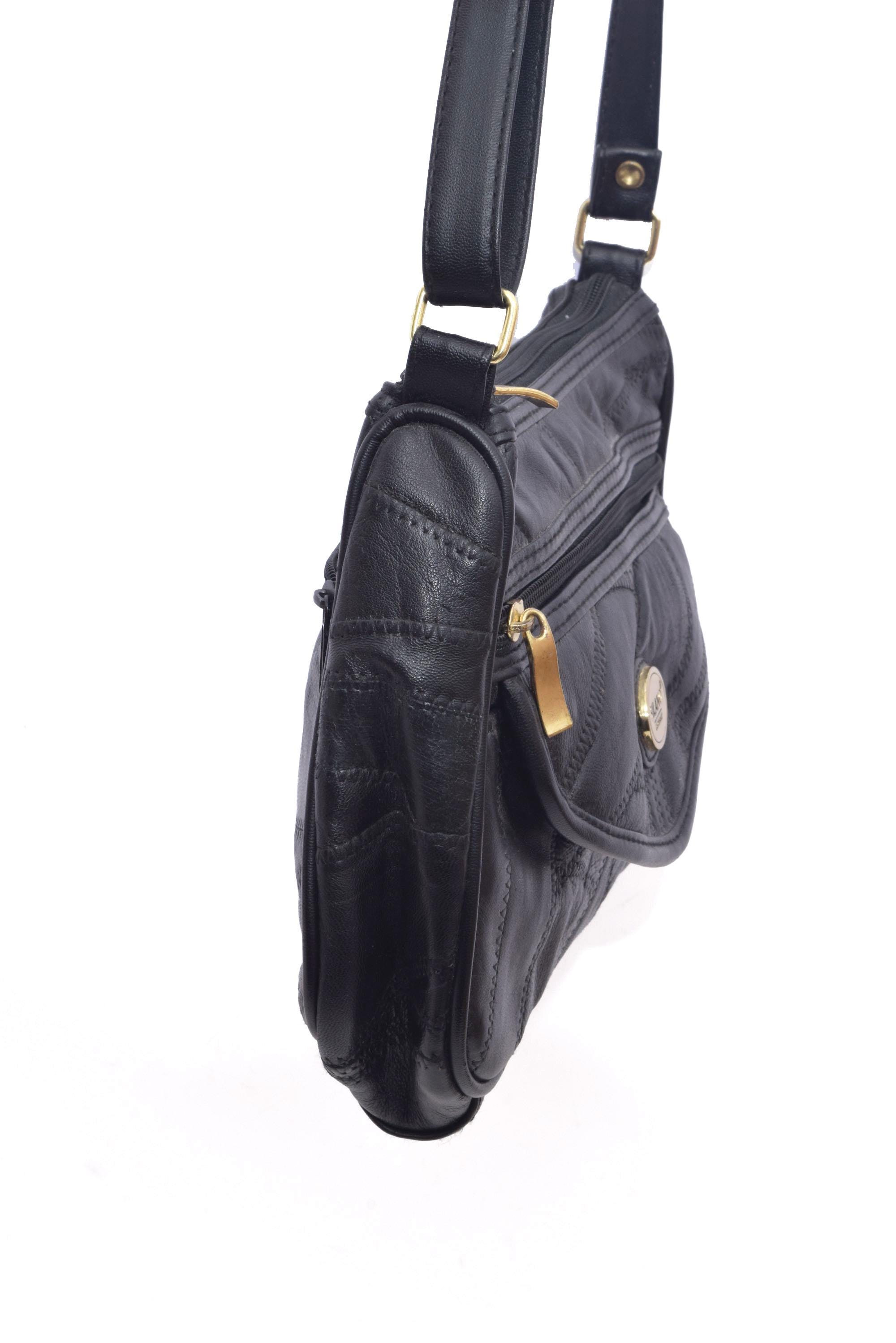 Vintage 90's Black Real Leather Patchwork Shoulder Bag - Etsy
