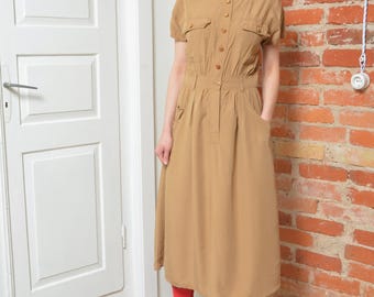 Vestido largo vintage de los años 90 con botones y cintura ajustada - Talla S/XS