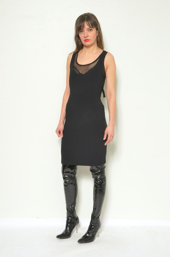 90s sexy dress Vintage 90s Sexy Bodycon Black and Gold Mini Dress Spark Pretty