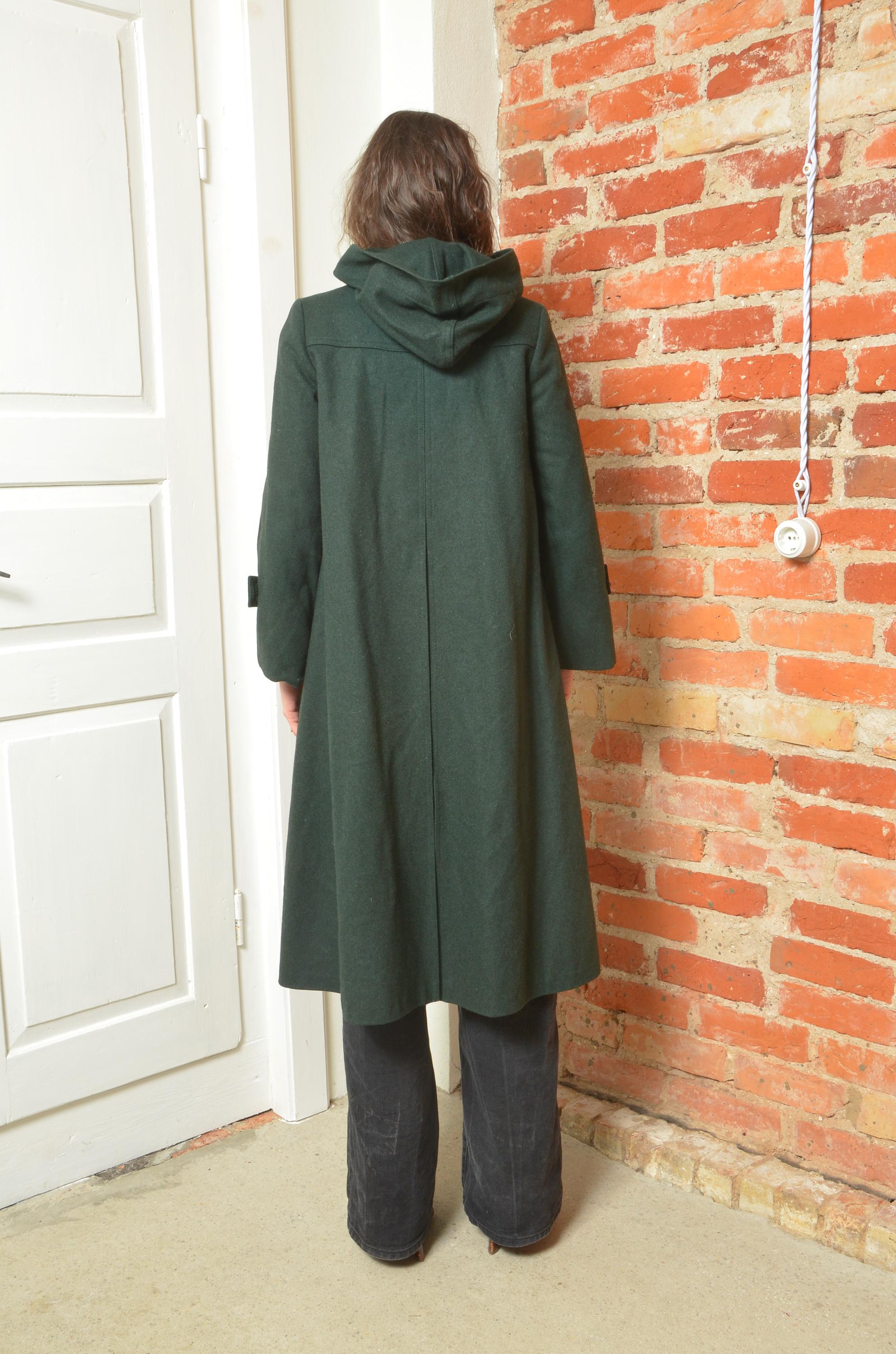 70年代ヴィンテージのDixiウールコート：フード付き北欧ミニマリスト