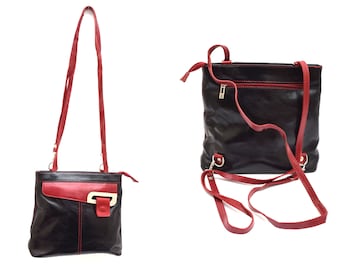 Mochila de cuero italiana vintage de los años 90: bolso de hombro convertible