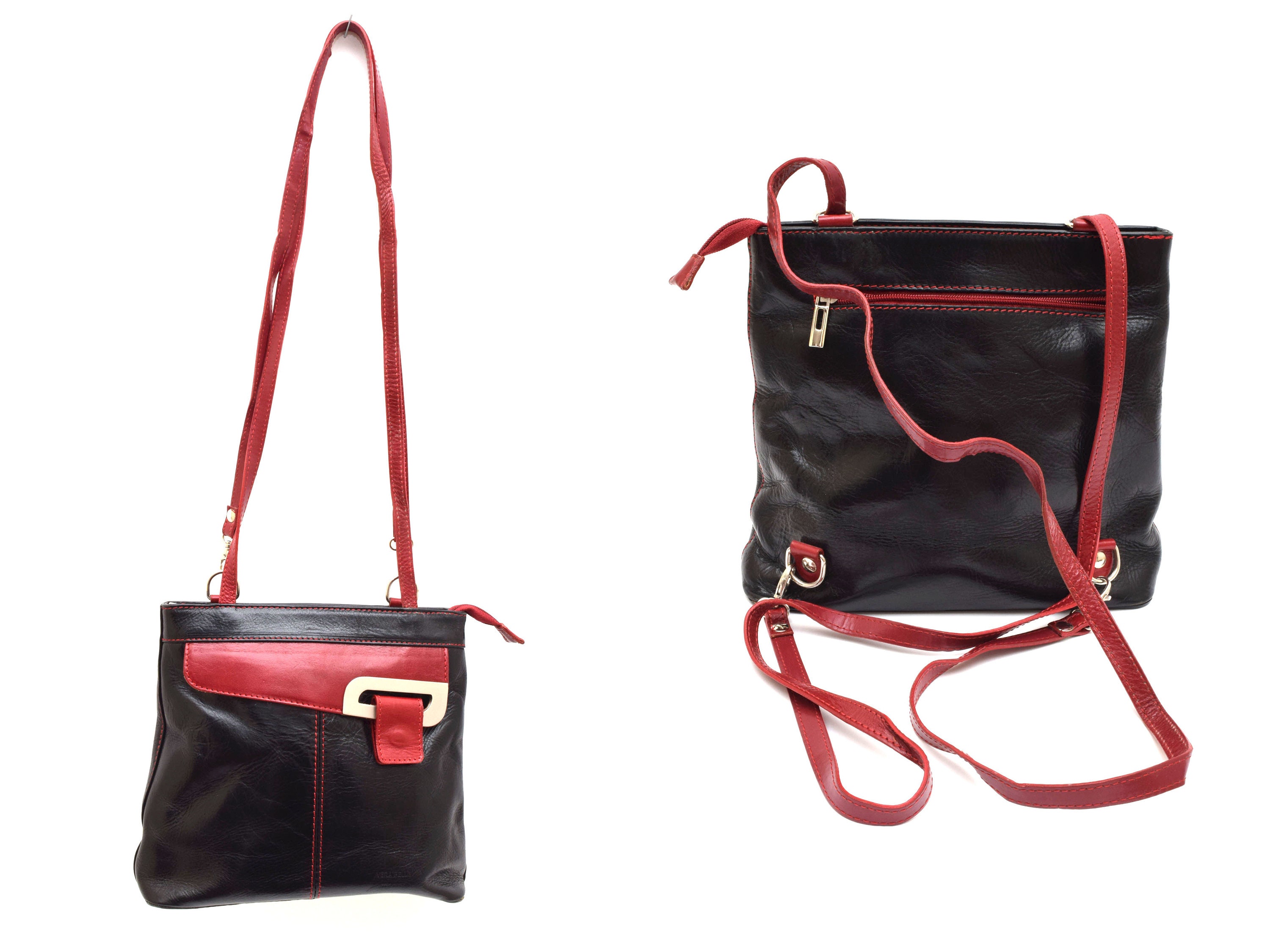 Vintage 90s Italian Leather Backpack: Convertible Shoulder 