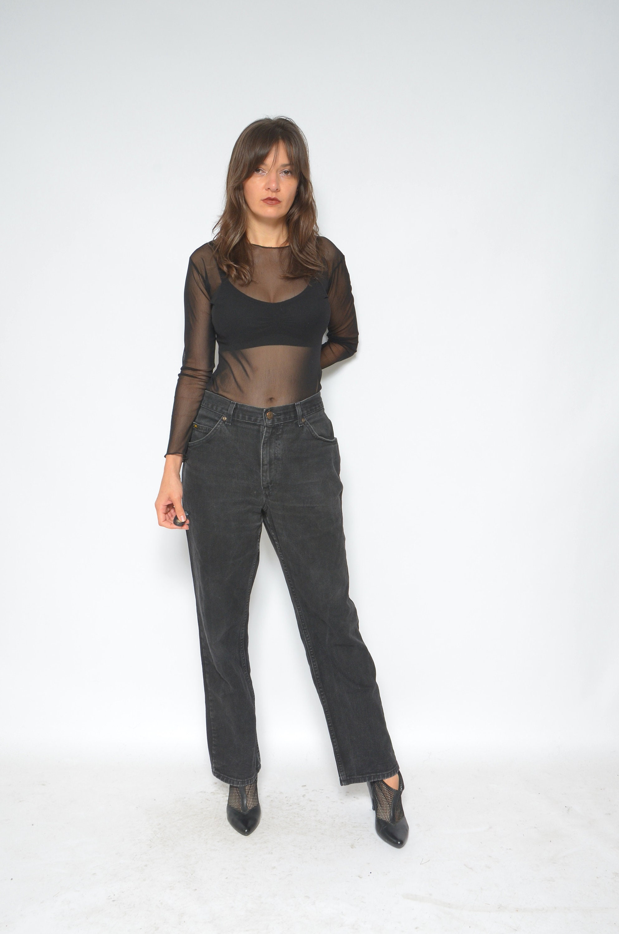 Lee Black Denim Jeans / Vintage 90s Lee Grunge Straight Leg