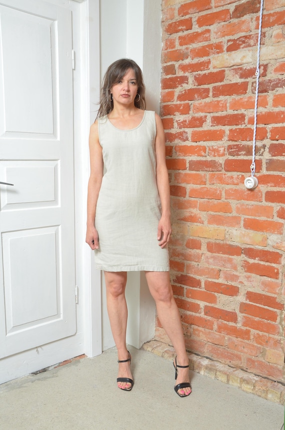 2000s Minimalist Linen Dress / Small Size Natural Beige Sleeveless Summer  Shift Dress - Etsy Finland