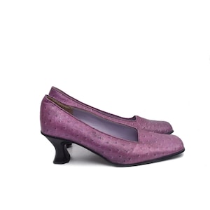 Vintage 90’s Purple Pebbled Leather Low Heel Pumps – Size EU 38