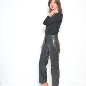 Black Leather Pants /vintage 90s High Waist Wide Leg Faux - Etsy