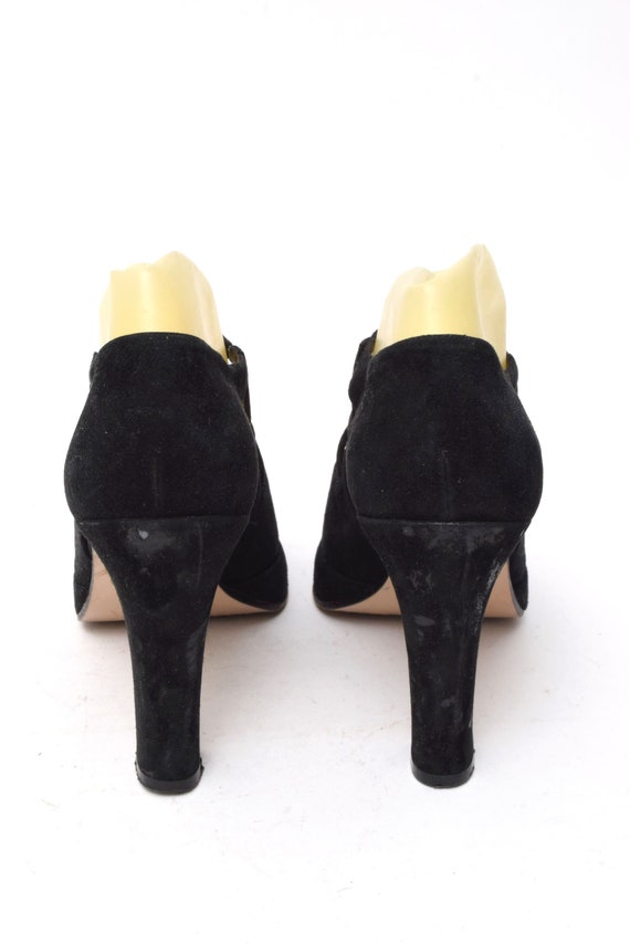 Vintage 90s Black Italian Suede Leather High Heel… - image 5