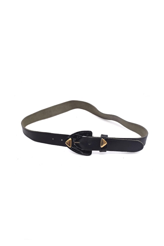 Vintage 80\'s -90\'s style Leather Belt Black/Gold. 80s+black+suede+belt4.jpg?  main image 3