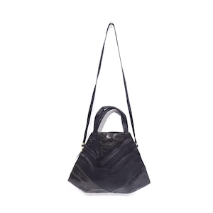 Bolso de hombro vintage de piel auténtica estilo art déco de los años 80
