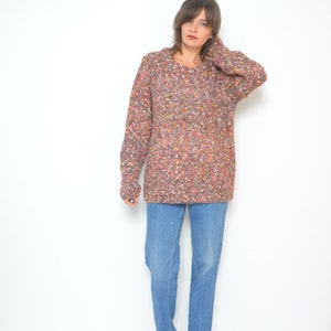 90's Fuzzy Wool Sweater / Vintage Colorful Oversized Chunky Knit Fluffy Long Pullover Size Medium/Large image 5