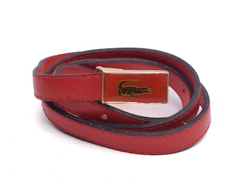 Vintage Lacoste belt Vintage LACOSTE Mens Belt 30 COTTON WEBBING Stretch Red Navy  main image 3