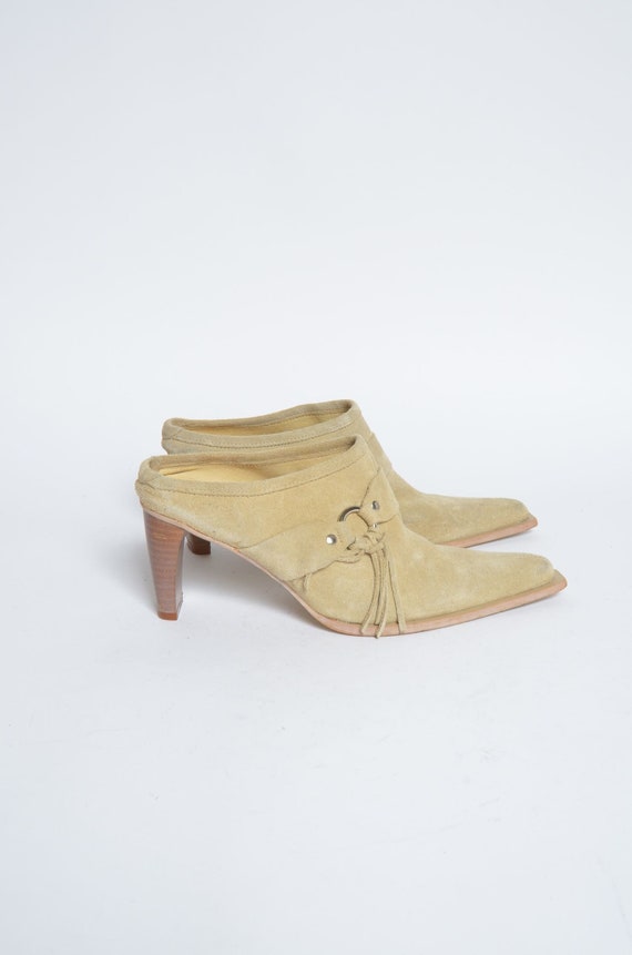 Vintage 90's Tan Beige Suede Western Leather Slipp