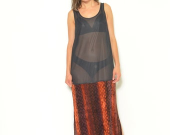 Vintage 80s Velvet Maxi Dress – Sleeveless Animal Print, Size L