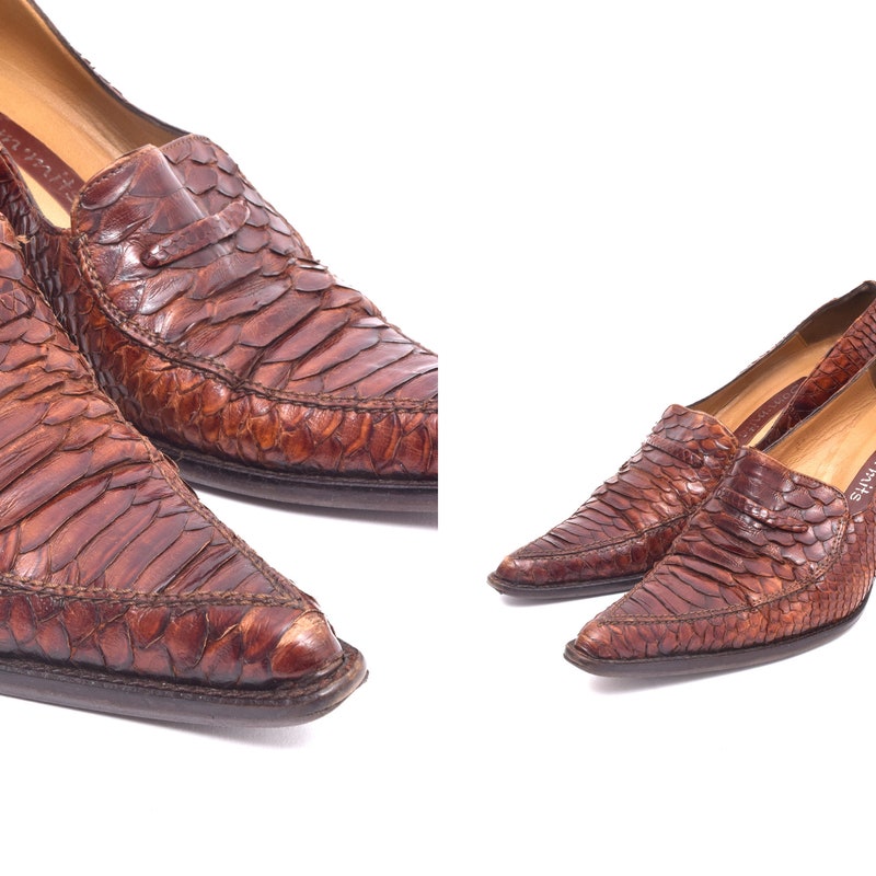 snakeskin mules