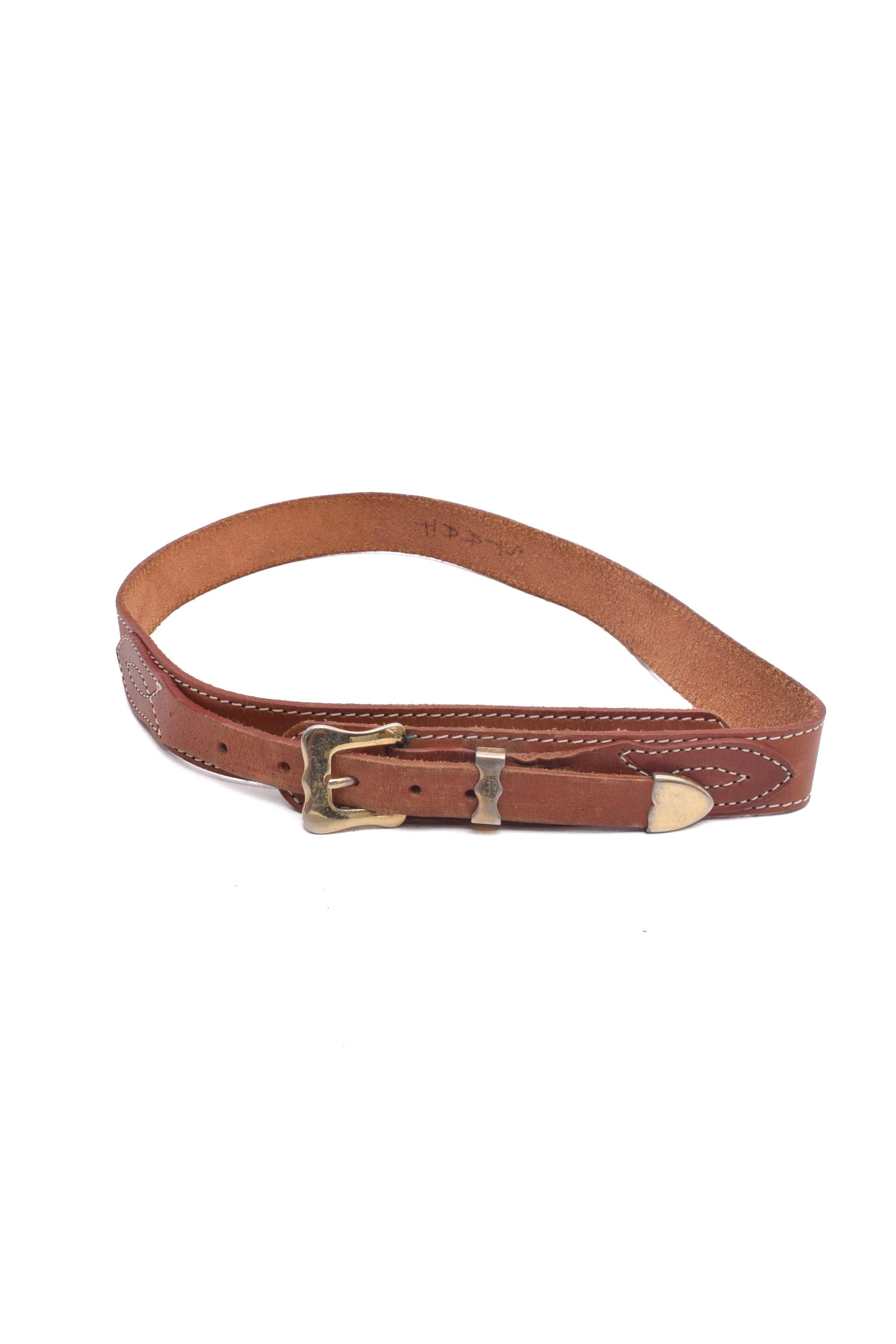 Vintage Tooled Leather Western Belt: Brown Saddle Style  display picture 2
