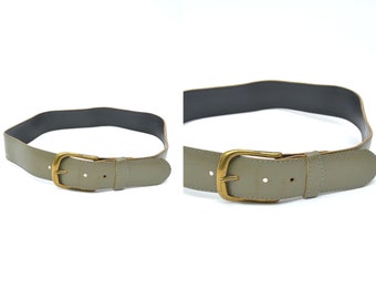 Vintage Olive Green Canvas Camel Leather Belt Jill Stuart Brass Buckle Western L Jill Stuart Jill Belts for Women | Mercari main image 4