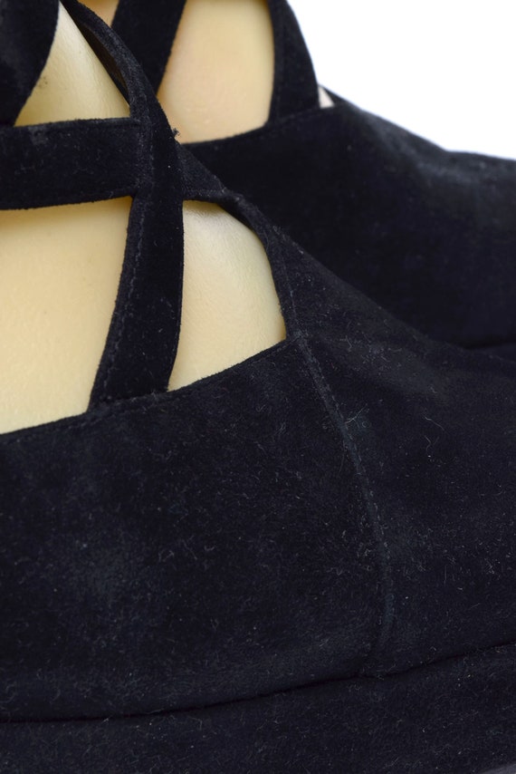 Vintage 90s Black Italian Suede Leather High Heel… - image 4