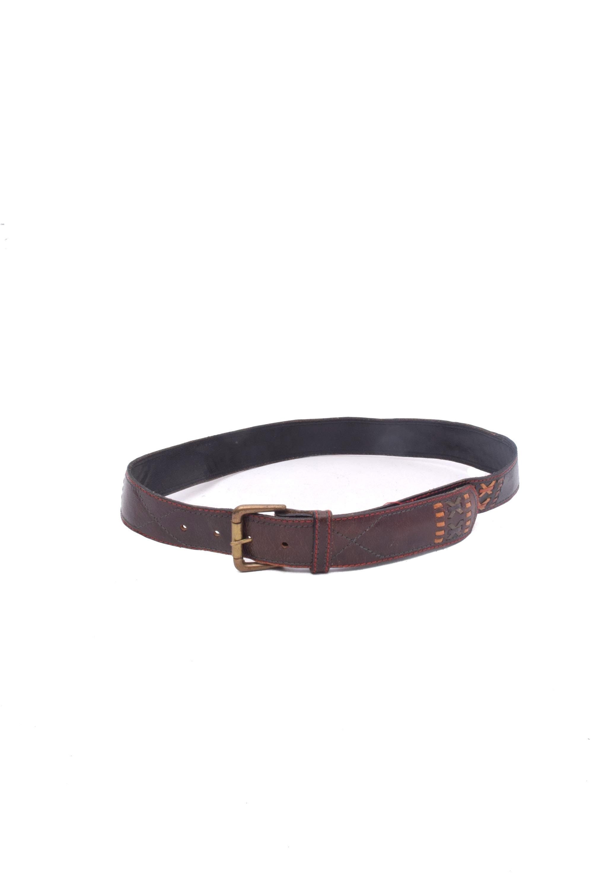 Vintage 90\'s Western Sun Burst and Woven Leather Belt Brown The Limited Brown Original 1990s Vintage Belts for sale | eBay main image 2