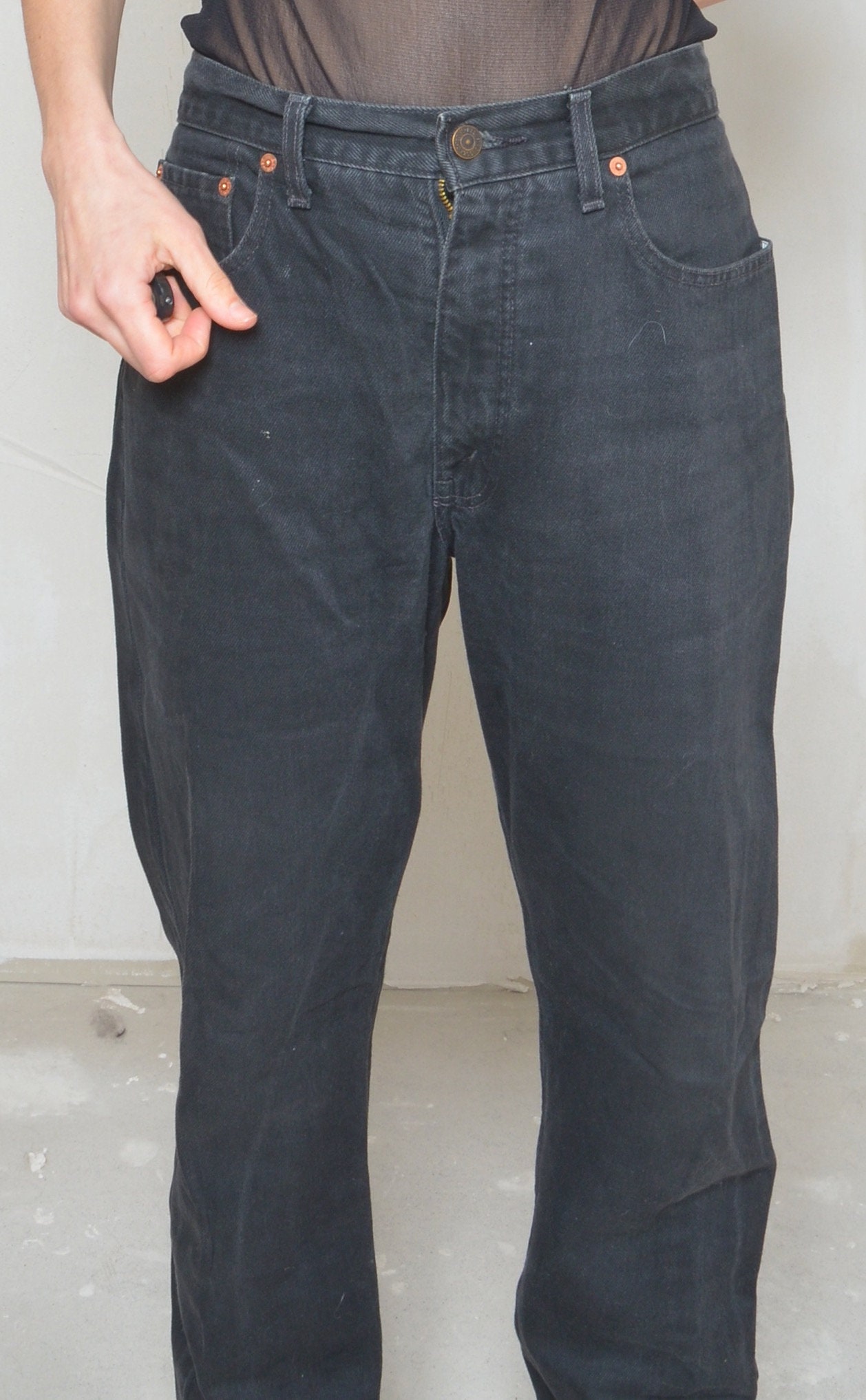 Vintage Levi's 615 Jeans: Black Cotton Denim, 1980s Orange Tab
