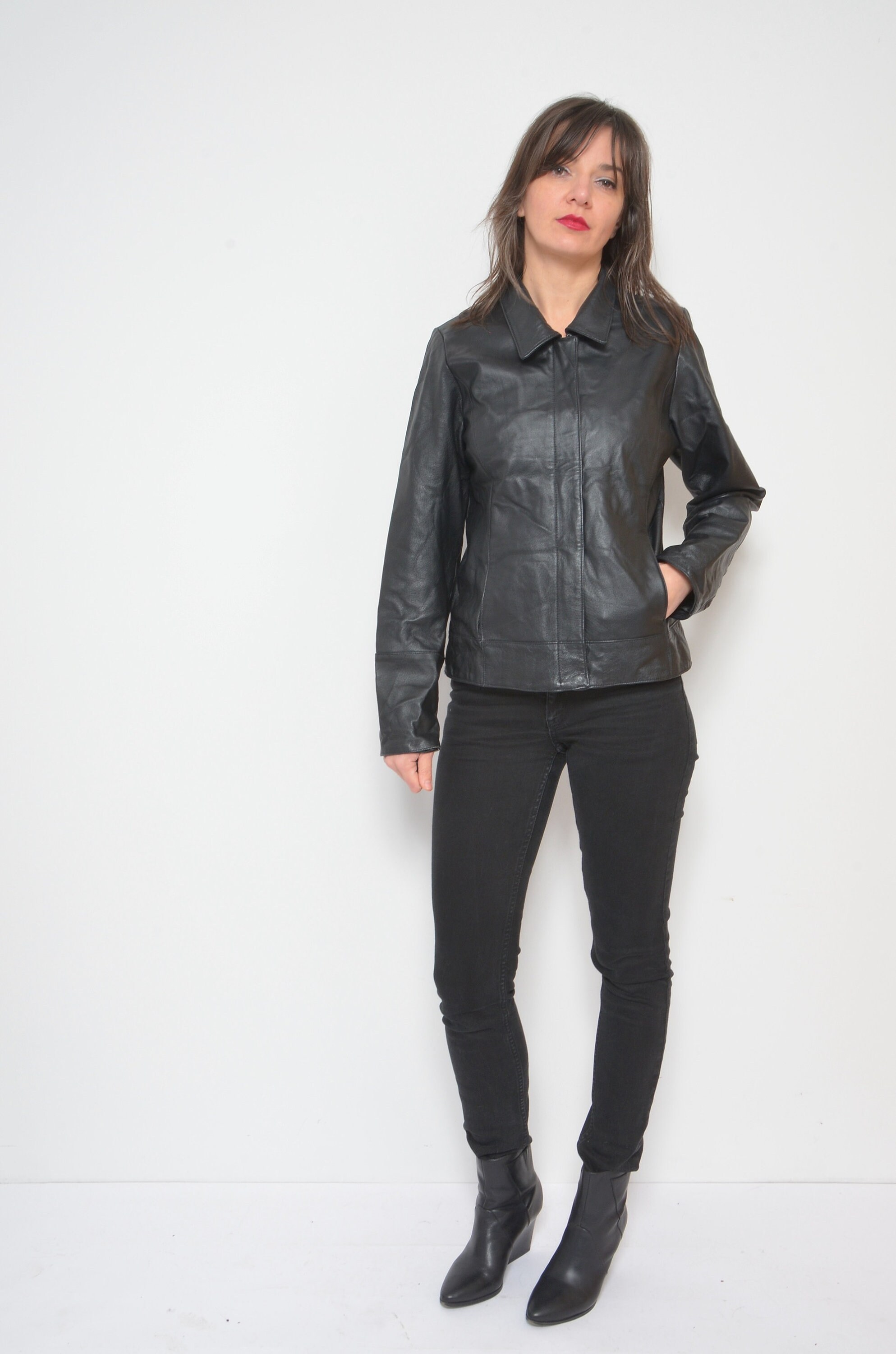 90s vintage short leather jacket （ M ） s-l400.jpg