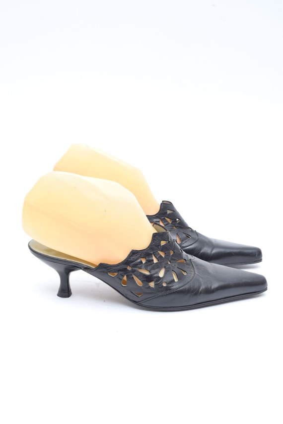 Real Leather Mules / Vintage 90's Black Leather C… - image 7