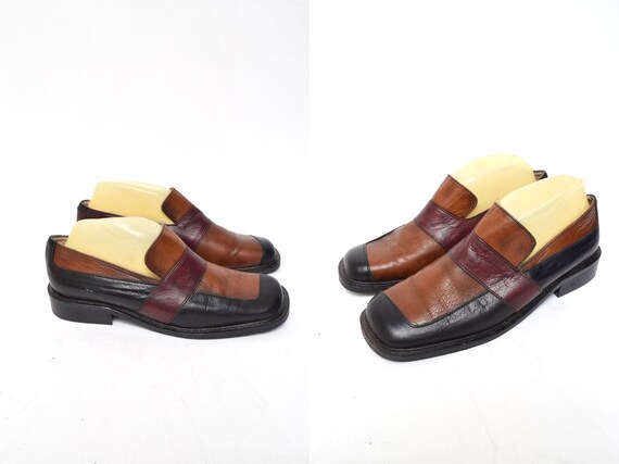 Vintage 90's Brown, Black, and Burgundy Patchwork
