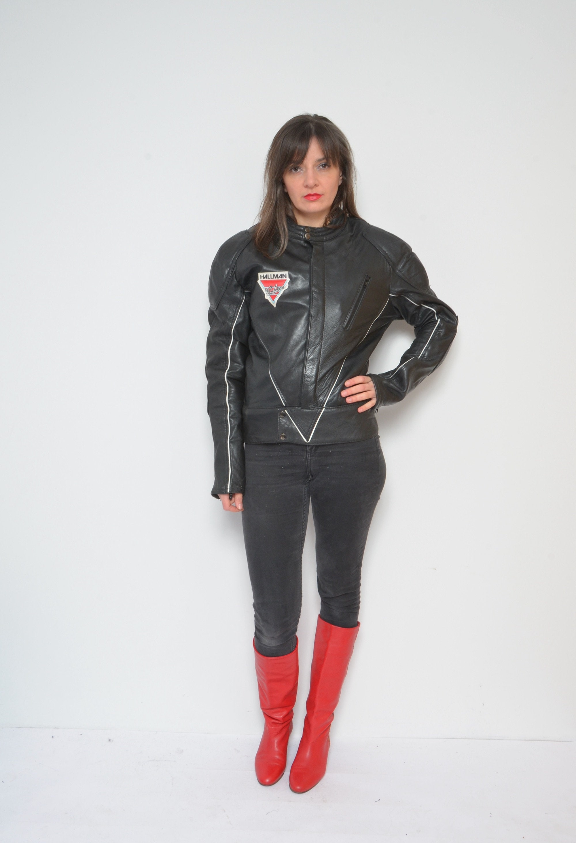 Vintage Hallman Leather Motorcycle Jacket - 90s Racer Style - Etsy