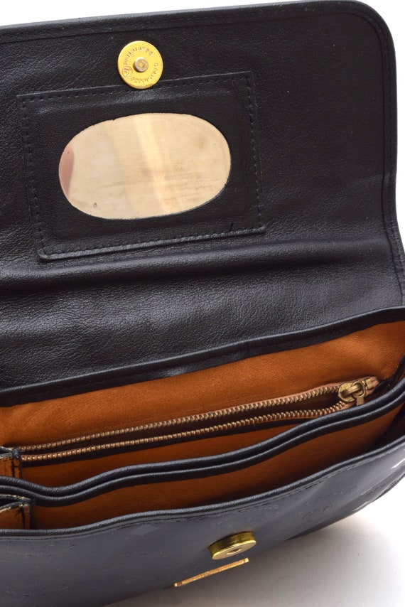 Vintage 90 s Black and Gold M.C.M Vinyl Mini Bag shoulder Bag Purse With Gold 81340 Logo and Mirror Etsy UK